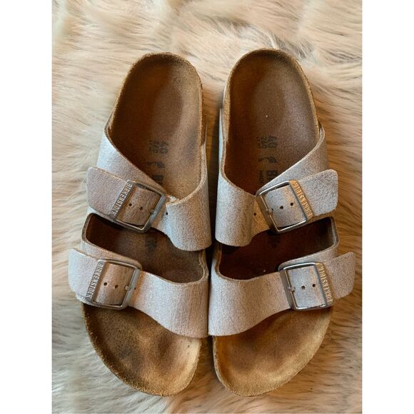 Birkenstock Women’s Arizona Washed Metallic Sandals Size 40 - Picture 2 of 8